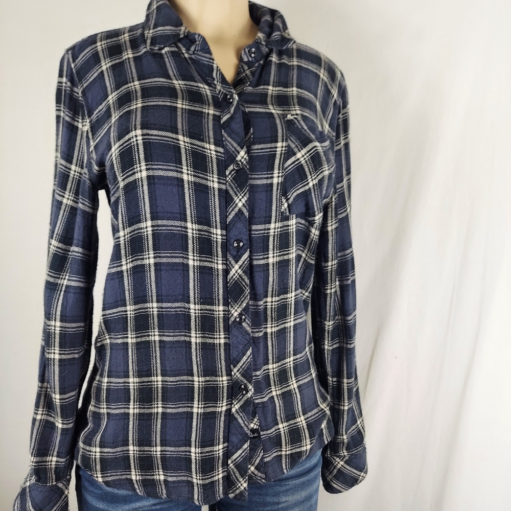Rails Plaid Flannel Button Down Black Shirt - image 2